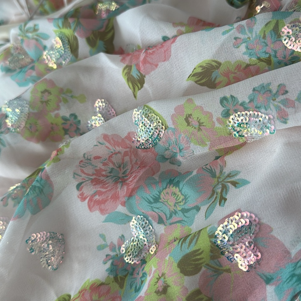 For Love And Lemons Embelleshed Hearts Floral Print And Sequin Minidress - Picture 10 of 11